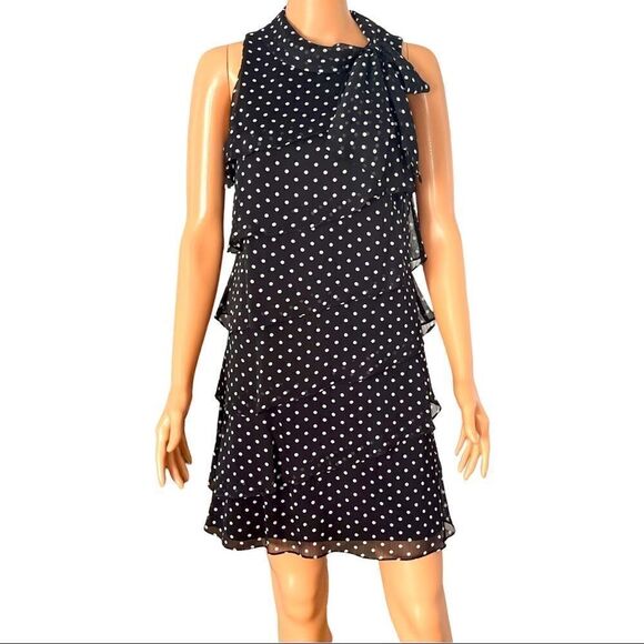 Jessica Howard Polka Dot Tiered Dress Sz 8P - Picture 1 of 12